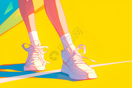 小白鞋海报女孩的白鞋插画
