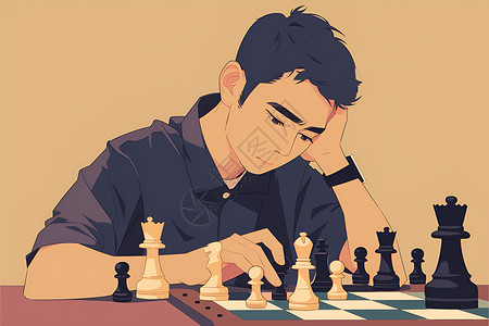 下棋的男人象棋插画高清图片