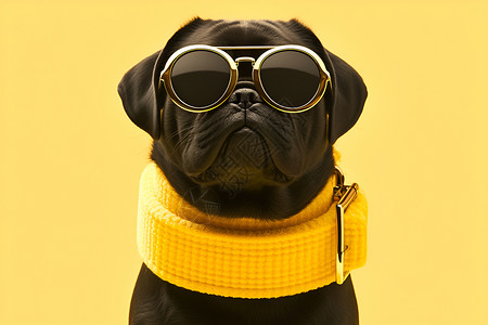 动物疗法小狗戴着墨镜插画