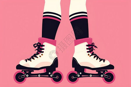旱冰鞋滑轮鞋的设计插画