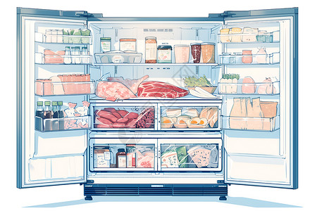 冰箱里的食物冰箱里的美食插画