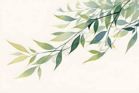 绿柳枝的美绘画绿枝条高清图片