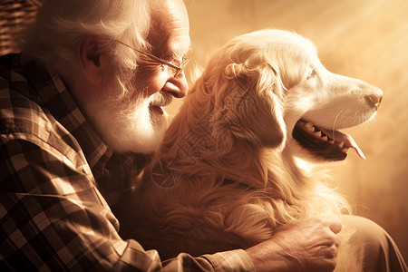守望相伴的老人与狗高清图片