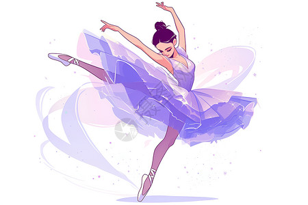紫色几何体优雅的舞者插画