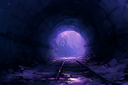 工业建造神秘的地下隧道插画