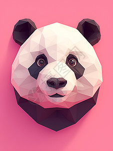 多边形粉红熊猫头高清图片