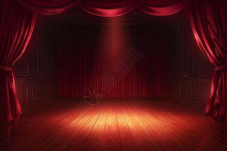 舞台上的红色绒布高清图片