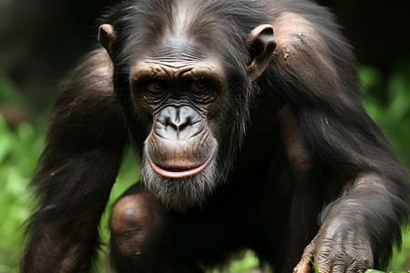 啃食哺乳动物可爱的大猩猩背景
