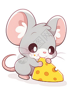 乳清干酪小鼠快乐享用奶酪插画