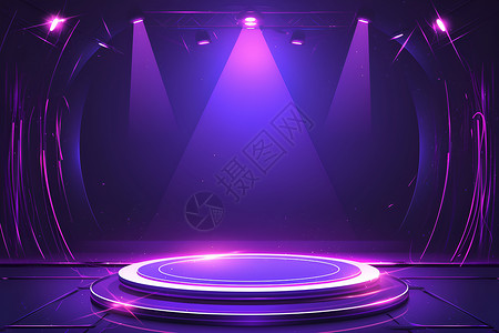 紫色荧光的舞台高清图片