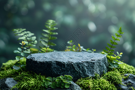 中长石石台上的小草背景