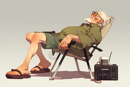 熟睡老年人熟睡的老人在椅子上插画
