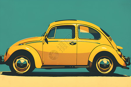 黄色甲壳虫汽车插画