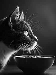 桌子上吃饭的猫咪高清图片