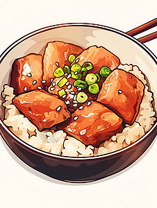 美食台湾卤肉饭香喷喷的卤肉饭插画