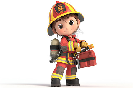 消防用具消防小英雄插画
