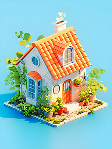 小房子融入自然插画