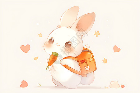 胡萝卜兔子边框萌萌哒兔子插画