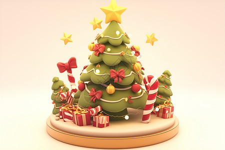 金色圣诞节饰品圣诞树上的饰品插画