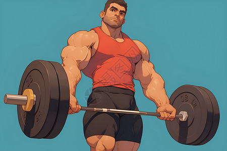 力量训练素材肌肉男举重画像插画