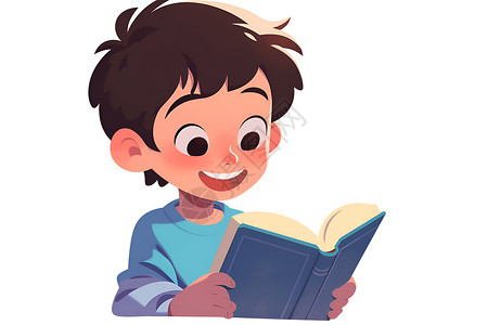 可爱男孩阅读书籍背景图片