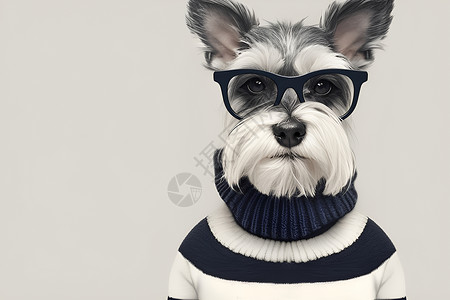 雪瑞纳时尚眼镜狗狗插画