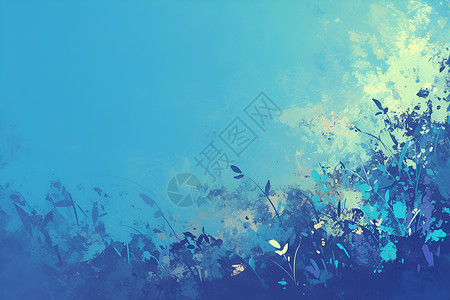 草素材平面蓝天下的花丛插画