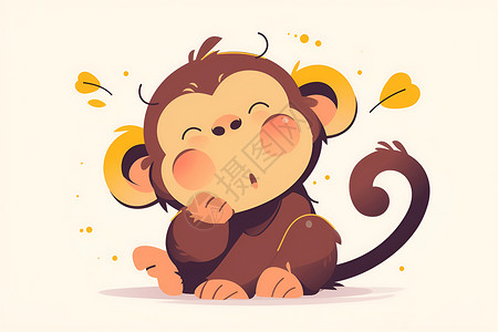 卡通大嘴可爱的猴子插画插画