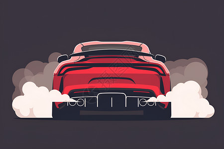 红车素材排放尾气的红车插画