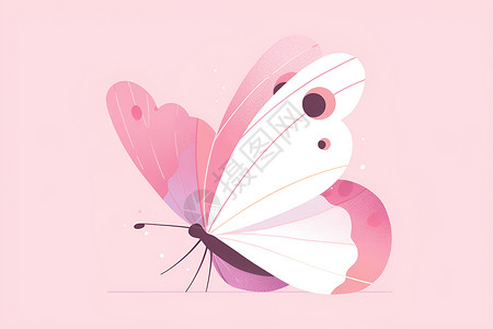 台卡设计粉白色蝴蝶插画