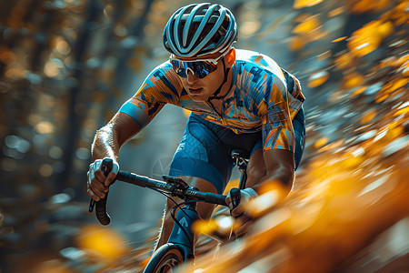 速度感十足的骑自行车运动员图片