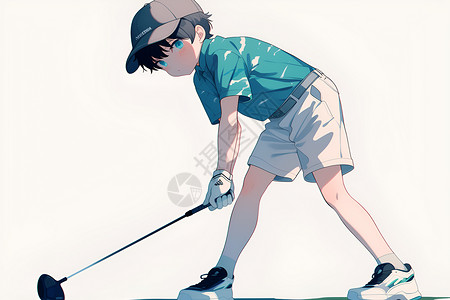 打高尔夫人物少年打高尔夫插画
