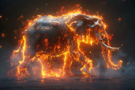 火焰里行走的大象设计图片
