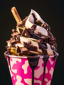 甜蜜的巧克力杯冰淇淋图片