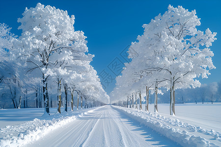 冬日树林初雪图片