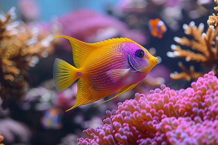 游动在水下彩色的鱼图片