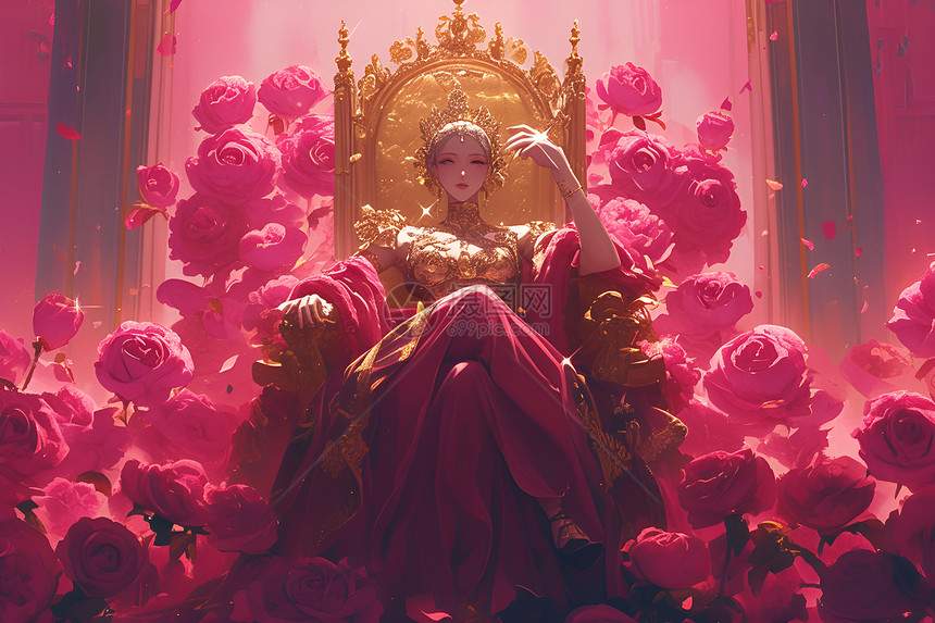 玫瑰花王座中的女王图片