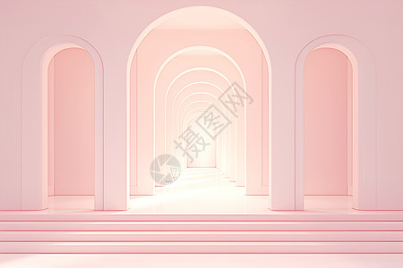 粉色的拱门走廊图片