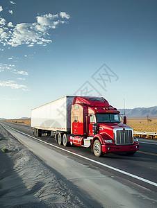 沙漠公路上行驶的卡车图片