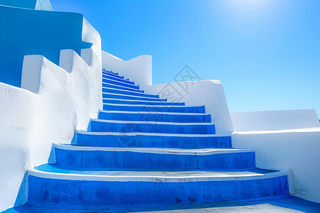 希腊圣托里尼蓝白色建筑图片