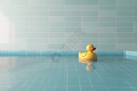 泳池中的黄色橡皮鸭图片