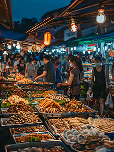 城市中的夜市图片