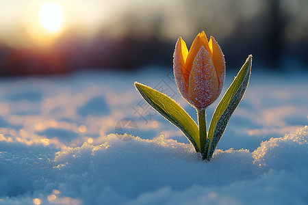 雪中花蕾植物图片