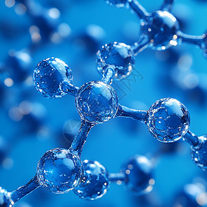 蓝色分子结构与蓝色背景图片