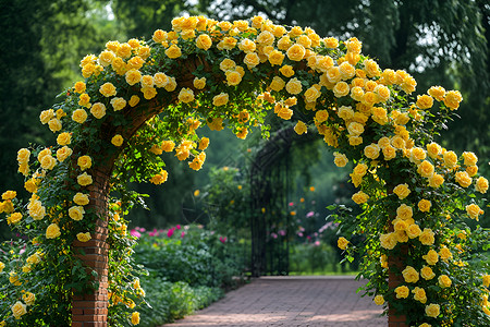 黄玫瑰花浪漫花园图片