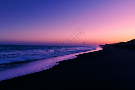 夏日海滩夕阳美景图片