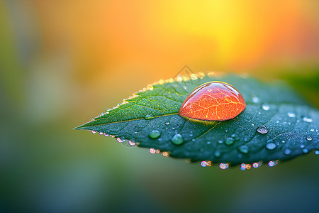 树叶上的雨滴图片