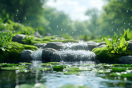 雨中的溪流图片