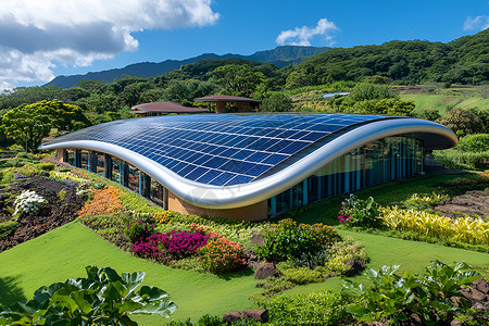 山谷中的太阳能屋图片