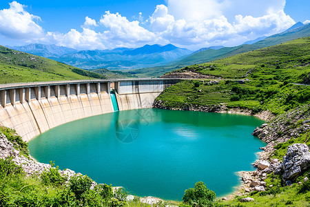 户外的水坝建筑图片